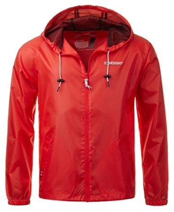 12B3 Geographical Norway Herren Regen Jacke Baxter Windbreaker Rot XL - 