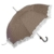 Kleiner Regenschirm Stockschirm Kinderschirm mit Rüschen braun- weiß gepunktet - 
