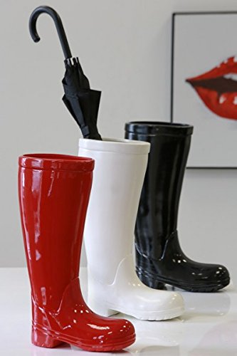 Dekorativer Stiefel als Schirmständer schwarz Gummistiefel Blickfang Eyecatcher Schirmhalter - 