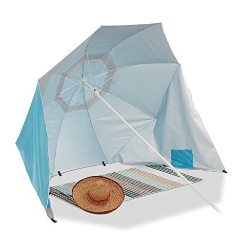 Relaxdays Strandmuschel Schirm, Sonnenschirm Strandzelt m. Tragetasche