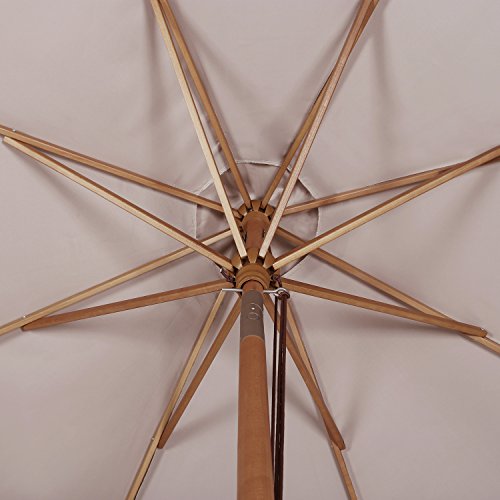 Sekey Sonnenschirm Ø 270 cm Holz-Sonnenschirm Marktschirm Gartenschirm