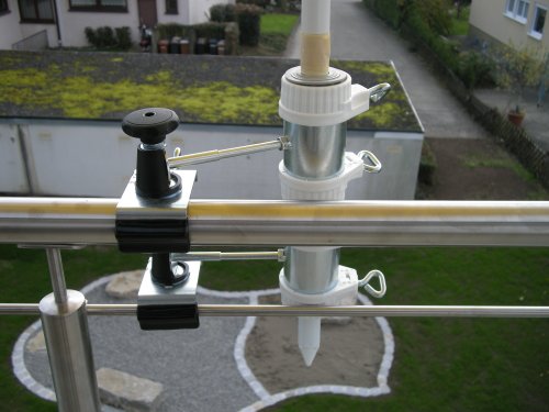 2 X SONNENSCHIRMHALTER für BALKONGELÄNDER 25,5 mm bis 55 mm Ø für