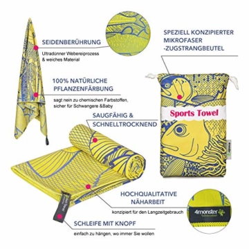 4Monster Mikrofaser Strandtuch Ultra Leicht, Sandabweisendes Handtuch Schnelltrocknend, Saugfähiges Sporthandtuch für Strand Pool Wassersport Yoga Fitness - 3
