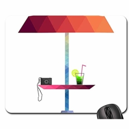 Anti Rutsch Gaming Mausepad,Pad Maus Unterlage,Gummiunterseite Mausmatte,Strandschirm-Ferien-Kamera-Getränk-Zitronen-Sommer-Büro-Computer-Auflage,Glattes Mousemat,30X25Cm - 1