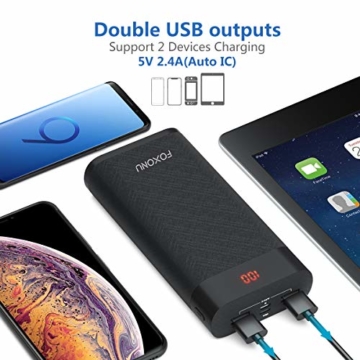 FOXONU 26800mAh Powerbank, Externer Akku Mit LED Digital Display Power Bank, Hohe Kapazität mit 2 Eingänge und 2 USB Ausgänge für Handy, iPhone, iPad, Samsung Galaxy und Tablet - 3