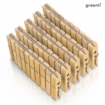greenli 50 x Wäscheklammern aus Bambus - 6 cm - Die nachhaltige Alternative zu Holzklammern - 2