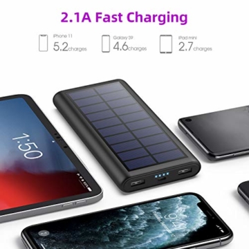 HETP Solar Powerbank 26800mAh, 【2020 Neuestes Solarladegerät 】 Externer Akku Tragbares Ladegerät Akkupack mit 2 Ausgängen Hohe Kapazitat Power Bank Backup Kompatibel mit Smartphones, Tablets und mehr - 3