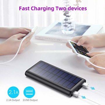 HETP Solar Powerbank 26800mAh, 【2020 Neuestes Solarladegerät 】 Externer Akku Tragbares Ladegerät Akkupack mit 2 Ausgängen Hohe Kapazitat Power Bank Backup Kompatibel mit Smartphones, Tablets und mehr - 4
