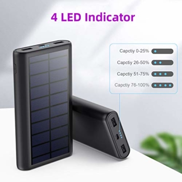 HETP Solar Powerbank 26800mAh, 【2020 Neuestes Solarladegerät 】 Externer Akku Tragbares Ladegerät Akkupack mit 2 Ausgängen Hohe Kapazitat Power Bank Backup Kompatibel mit Smartphones, Tablets und mehr - 5