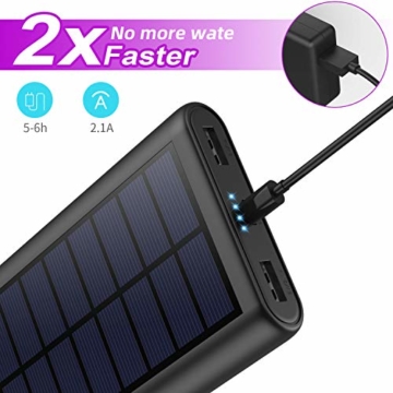 HETP Solar Powerbank 26800mAh, 【2020 Neuestes Solarladegerät 】 Externer Akku Tragbares Ladegerät Akkupack mit 2 Ausgängen Hohe Kapazitat Power Bank Backup Kompatibel mit Smartphones, Tablets und mehr - 6