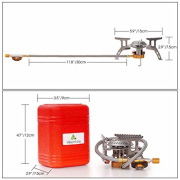 HIKENTURE Gaskocher mit Piezozündung, Gas Campingkocher für Coleman Primus Gasbrenner für Trekking Picknick Outdoor, Transportabler Camping Kocher, 3500W - 4
