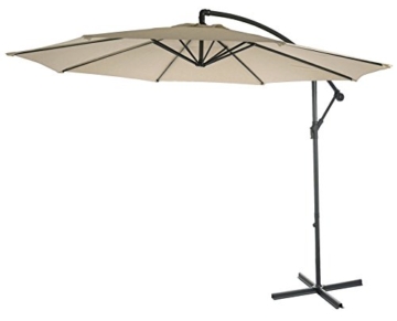 Mendler Ampelschirm Acerra, Sonnenschirm Sonnenschutz, Ø 3m neigbar, Polyester/Stahl 11kg ~ Creme ohne Ständer - 3