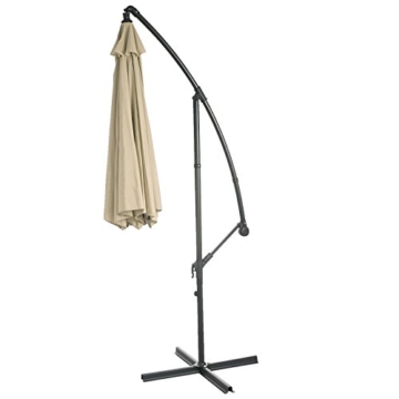 Mendler Ampelschirm Acerra, Sonnenschirm Sonnenschutz, Ø 3m neigbar, Polyester/Stahl 11kg ~ Creme ohne Ständer - 7