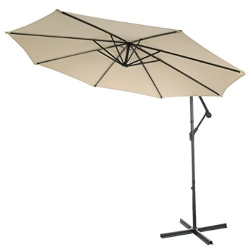 Mendler Ampelschirm Acerra, Sonnenschirm Sonnenschutz, Ø 3m neigbar, Polyester/Stahl 11kg ~ Creme ohne Ständer - 8