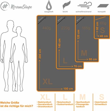 NirvanaShape ® Mikrofaser Handtücher | saugfähig, leicht, schnelltrocknend | Badehandtücher, Reisehandtücher, Sporthandtücher | Ideal für Reisen, Fitness, Yoga, Sauna - 4