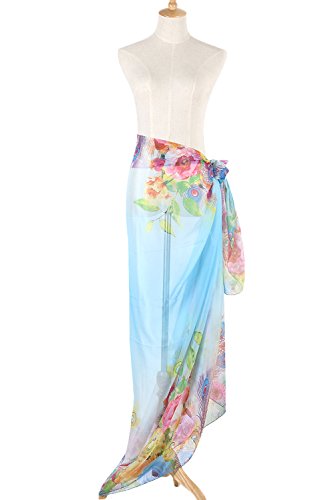 PB-SOAR XXL Damen Sarong Pareo Strandtuch Wickelrock Wickeltuch Schal Halstuch Multifunktion, weich und leicht (Hell Blau) - 3