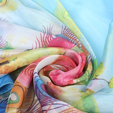 PB-SOAR XXL Damen Sarong Pareo Strandtuch Wickelrock Wickeltuch Schal Halstuch Multifunktion, weich und leicht (Hell Blau) - 6