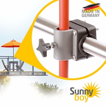 Sonnenschirmhalter Balkongeländer - Sunnyboy, der Kleine - Platzsparender Balkon Schirmhalter für Sonnenschirme mit Schirmstock Ø bis 25mm - Made in Germany - 1