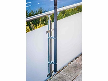 STORM-PROOF - Sonnenschirmhalter für runde Geländer, Schirmstockdurchmesser von 32mm bis 38mm, stabile 2-Punkt-Befestigung komplett aus Stahl - 8