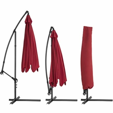 TecTake 800033 Sonnenschirm Ampelschirm mit Gestell + UV Schutz 350cm + Schutzhülle - Diverse Farben - (Rot | Nr. 400625) - 5