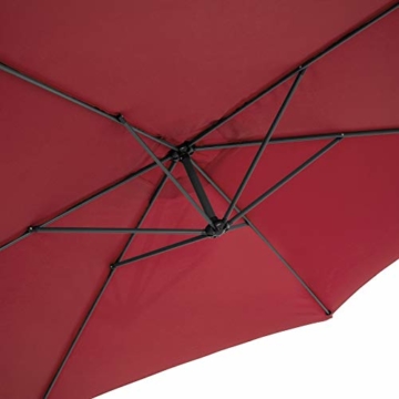 TecTake 800033 Sonnenschirm Ampelschirm mit Gestell + UV Schutz 350cm + Schutzhülle - Diverse Farben - (Rot | Nr. 400625) - 7