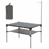 Tentock Outdoor Grilltisch aus Aluminiumlegierung, zusammenklappbar, für Angeln, Camping, Picknicktisch, mit Netz-Aufbewahrungsschicht und Lampenhalterung, Table Set - 1