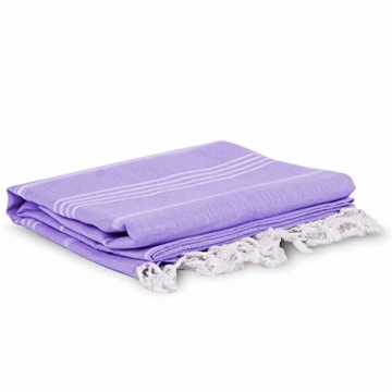 Turquoise Home - Großes türkisches Pestemal-Badetuch – Hamamtuch – XXL-Badetuch 175 x 100 cm – Saunatuch (Lilac, 1) - 3