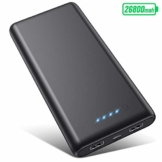 VOOE Power Bank 26800mAh【Hohe Effizienz- Ultrahohe Kapazität】 Externer Akku Power Pack Ladegerät Akkupack 3.1A 2-Port Ausgang Powerbank für Handy Tablet - Schwarz - 1