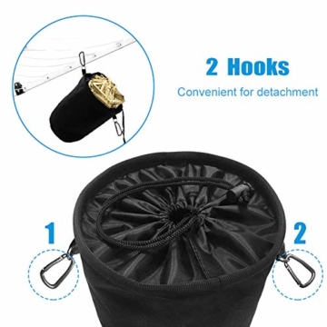 XCOZU Wäscheklammer Beutel zum Aufhängen, Klammerbeutel Wasserdicht mit 2 Kleiderbügel Clips hält Pegs sauber und trocken für Indoor Outdoor Pegs Organizer Lagerung verwenden - 2