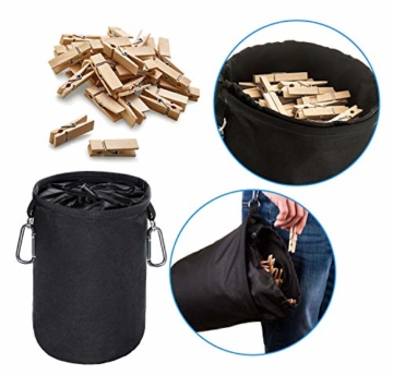 XCOZU Wäscheklammer Beutel zum Aufhängen, Klammerbeutel Wasserdicht mit 2 Kleiderbügel Clips hält Pegs sauber und trocken für Indoor Outdoor Pegs Organizer Lagerung verwenden - 6