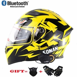 ZFAME Off-Road-modulare Motorrad Bluetooth Helm Flip Front Doppelsonnenschirm Rennhelm mit Walkie-Talkie, FM-Radio, automatische Rufannahme,XXL(63cm~64cm) - 1