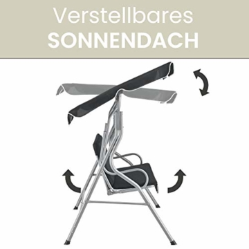 ArtLife Hollywoodschaukel 3-Sitzer mit Dach & Sitzauflage – Gartenschaukel 200 kg belastbar – Schaukelbank für Garten & Terrasse - grau - 4