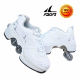 AXYQ Inline-Skate, 2-in-1-Mehrzweckschuhe, Verstellbare Quad-Rollschuh-Stiefel,White-36 - 1