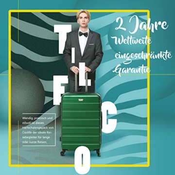 COOLIFE Hartschalen-Koffer Trolley Rollkoffer Reisekoffer mit TSA-Schloss und 4 Rollen(Schwarz, Handgepäck) - 2