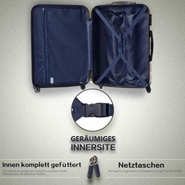 COOLIFE Hartschalen-Koffer Trolley Rollkoffer Reisekoffer mit TSA-Schloss und 4 Rollen(Schwarz, Handgepäck) - 4