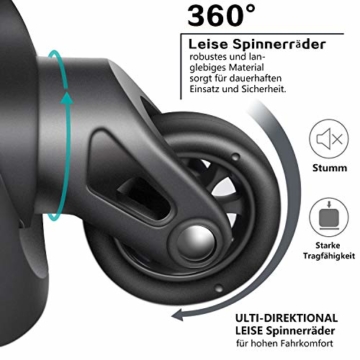 COOLIFE Hartschalen-Koffer Trolley Rollkoffer Reisekoffer mit TSA-Schloss und 4 Rollen(Schwarz, Handgepäck) - 5