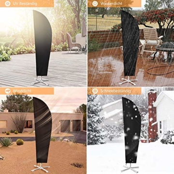 Dokon Ampelschirm Schutzhülle mit Stab, Sonnenschirm Schutzhülle für 2 bis 4 m Große Sonnenschirm Abdeckung, Wasserdichte, Winddichte, UV-Beständiges, Schwerlast Reißfest 600D Oxford Gewebe - 5
