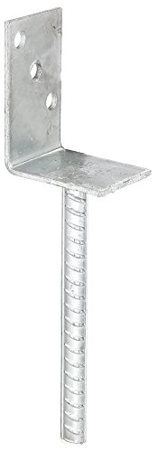 GAH-Alberts 213954 L-Pfostenträger mit Betonanker aus Riffelstahl - feuerverzinkt, Breite: 80 mm, Länge des Riffelstahl: 200 mm - 1