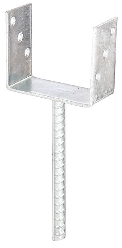 GAH-Alberts 214296 U-Pfostenträger mit Betonanker aus Riffelstahl - feuerverzinkt, lichte Breite: 121 mm - 1
