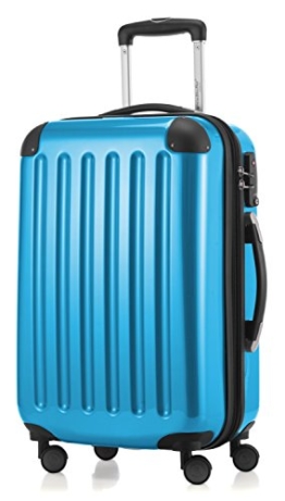HAUPTSTADTKOFFER - Alex -  4 Doppel-Rollen Handgepäck Hartschalen-Koffer Trolley Rollkoffer Reisekoffer, TSA, 55 cm, 42 Liter, Cyanblau - 1