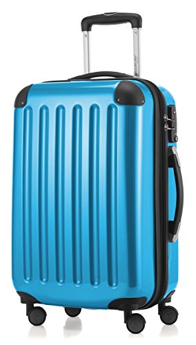 HAUPTSTADTKOFFER - Alex -  4 Doppel-Rollen Handgepäck Hartschalen-Koffer Trolley Rollkoffer Reisekoffer, TSA, 55 cm, 42 Liter, Cyanblau - 1