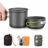 Magicfun Camping Kochgeschirr Set Camping Geschirr mit 2 Pfanne und 1 Campingkocher mit Piezo-Kocher Portable Leichte Outdoor Kochset Kochtopf Pan - 1