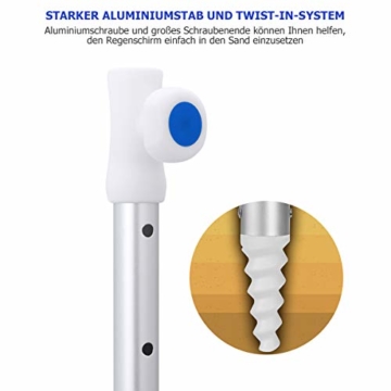 MOVTOTOP 200cm Sonnenschirm, UV 50+ Schutz Sonnenschirm Strand