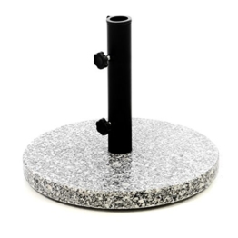 Nexos Sonnenschirmständer Granit grau 40cm rund Schirmständer Edelstahlrohr mit Feststellschrauben und 3 Standfüße Kunststoffringe 10 kg - 1