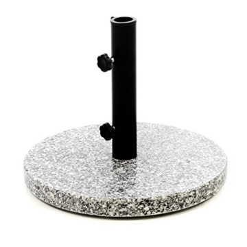 Nexos Sonnenschirmständer Granit grau 40cm rund Schirmständer Edelstahlrohr mit Feststellschrauben und 3 Standfüße Kunststoffringe 10 kg - 1