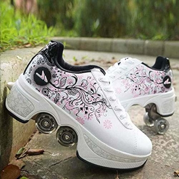 NOBRAND Multifunktionale verformte Schuhe für Kinder, Studenten, Erwachsene, Rollschuhe, Rollschuhe, Outdoor, Sport, Skaten, Reisen, beste Wahl, weiß, 39 - 2
