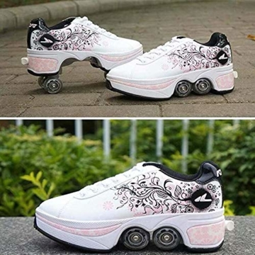 NOBRAND Multifunktionale verformte Schuhe für Kinder, Studenten, Erwachsene, Rollschuhe, Rollschuhe, Outdoor, Sport, Skaten, Reisen, beste Wahl, weiß, 39 - 3