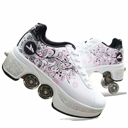 NOBRAND Multifunktionale verformte Schuhe für Kinder, Studenten, Erwachsene, Rollschuhe, Rollschuhe, Outdoor, Sport, Skaten, Reisen, beste Wahl, weiß, 39 - 1