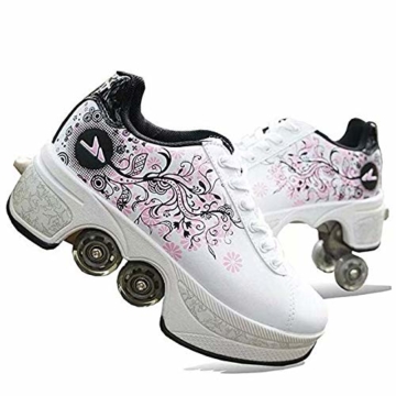 NOBRAND Multifunktionale verformte Schuhe für Kinder, Studenten, Erwachsene, Rollschuhe, Rollschuhe, Outdoor, Sport, Skaten, Reisen, beste Wahl, weiß, 39 - 1