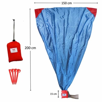 polaar Picknickdecke und Stranddecke, Wasserdicht, Ultraleicht, 4 Personen, mit Heringen - Ideal für den Park, Reise und Camping - 5